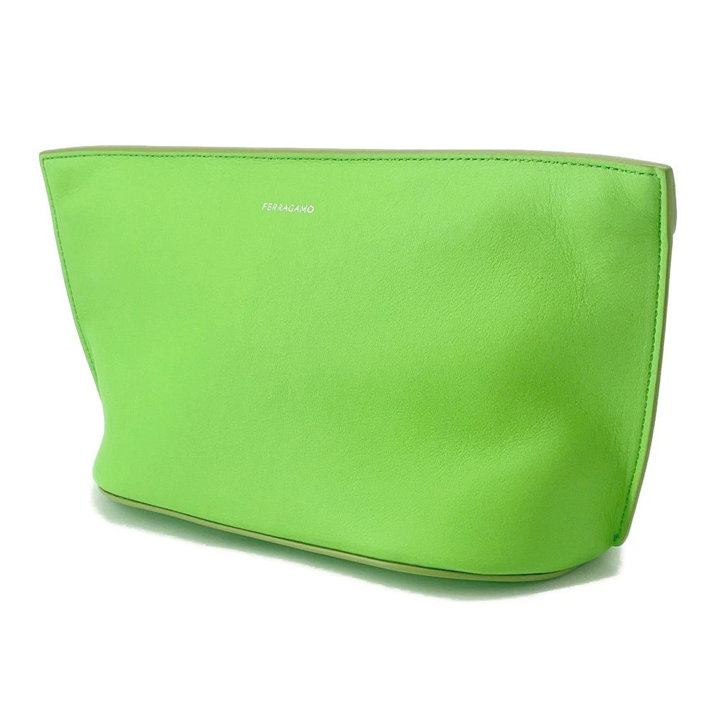 Salvatore Ferragamo Leather Clutch Bag Logo